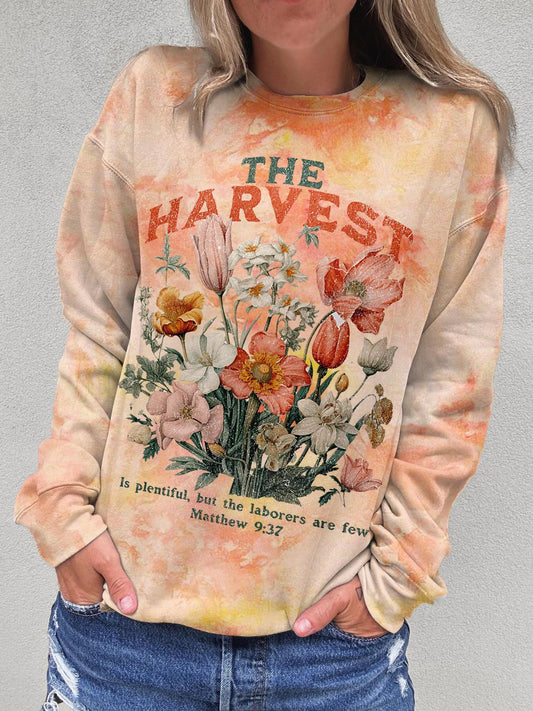 Women's Thanksgiving Christian Retro Scripture Round Neck Long Sleeve Top