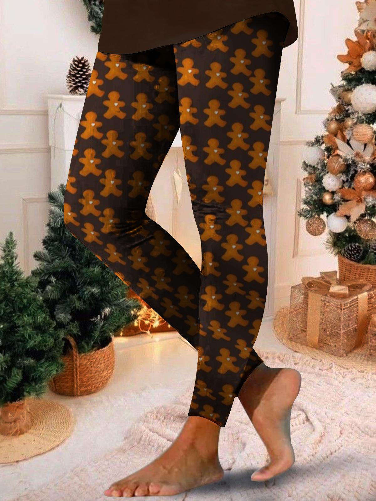 Women's Christmas Gingerbread Print Leggings