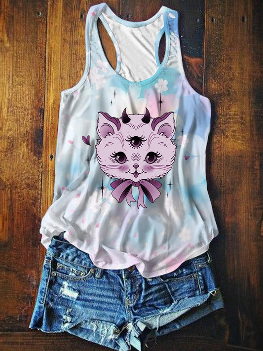 Women's Cat Gradient Print Vest