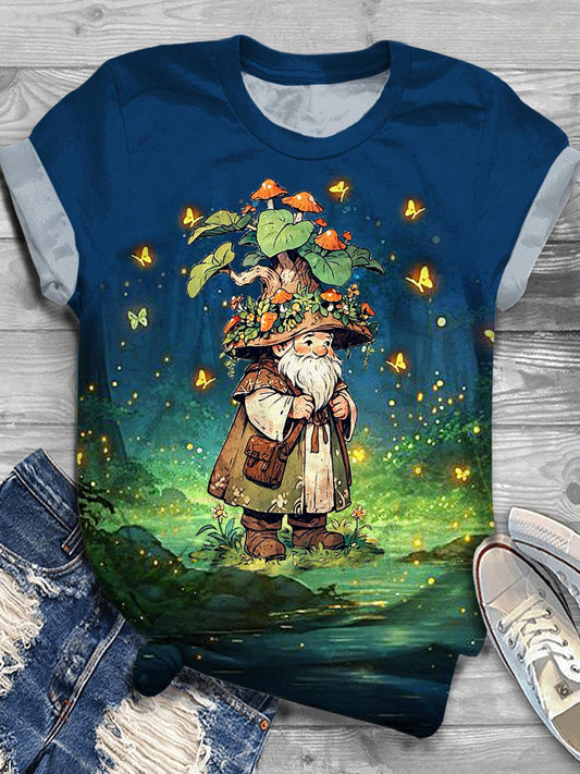 Women's Forest Gnome Elf Crew Neck T-shirt