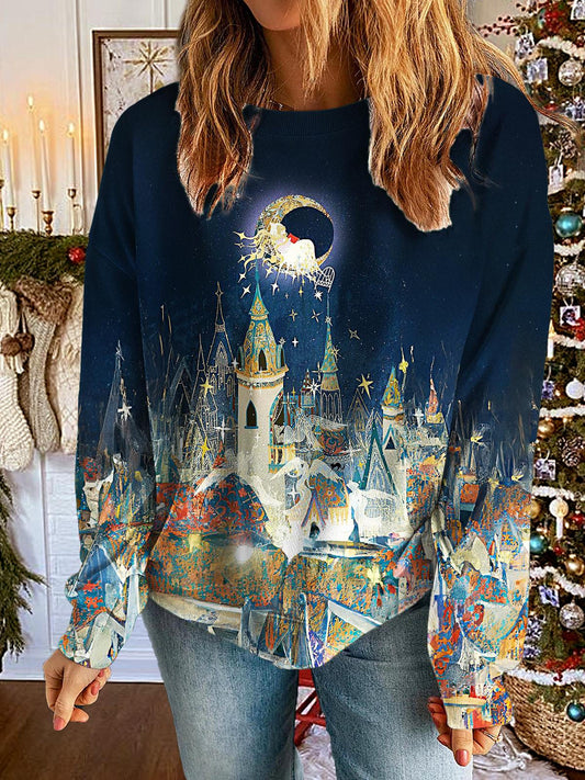 Women's Angel Christmas Eve Printed Long Sleeve Casual Top