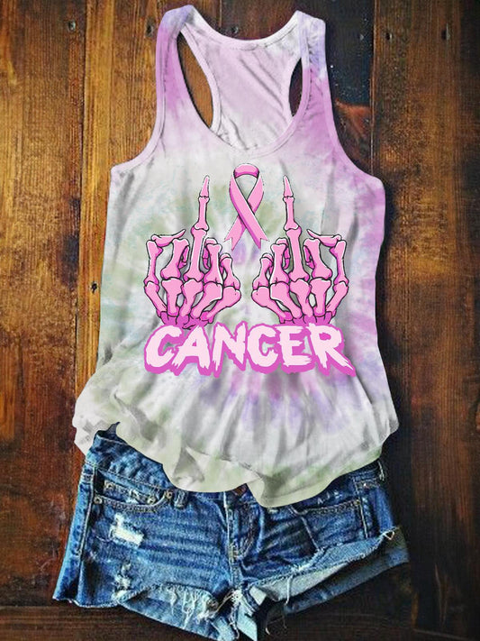 Women's Breast Cancer Awareness Print Crew Neck Vest