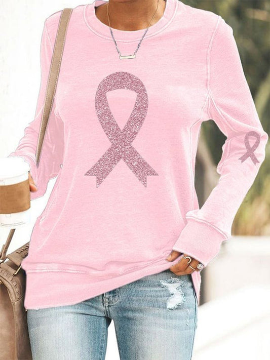 Breast Cancer Element Long Sleeve Casual Top