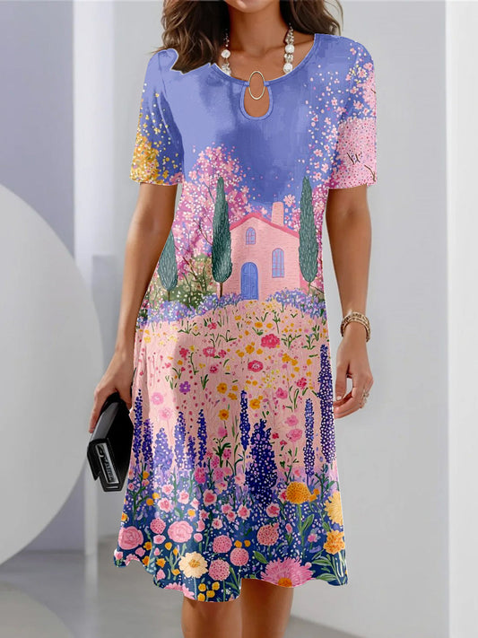 Women's Summer Countryside Vacation Flower Casual Print Dress