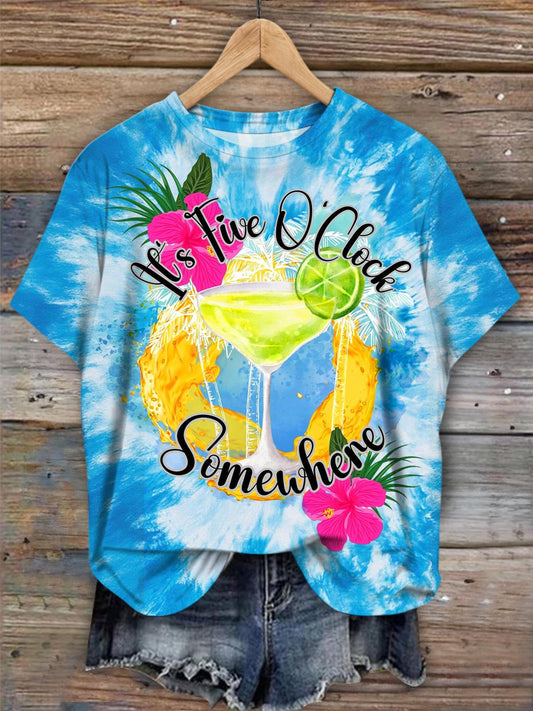 It's 5 O'Clock Somewhere Cocktail Crew Neck T-shirt