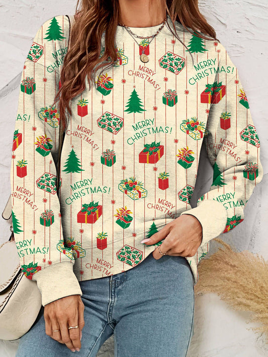 Women's Merry Christmas Printed Casual Long Sleeve Top