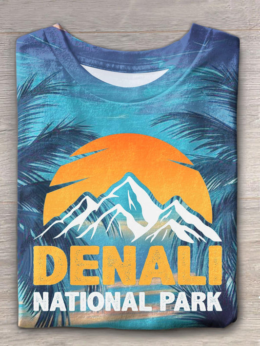 Denali National Park Alaska Camping Crew Neck T-shirt