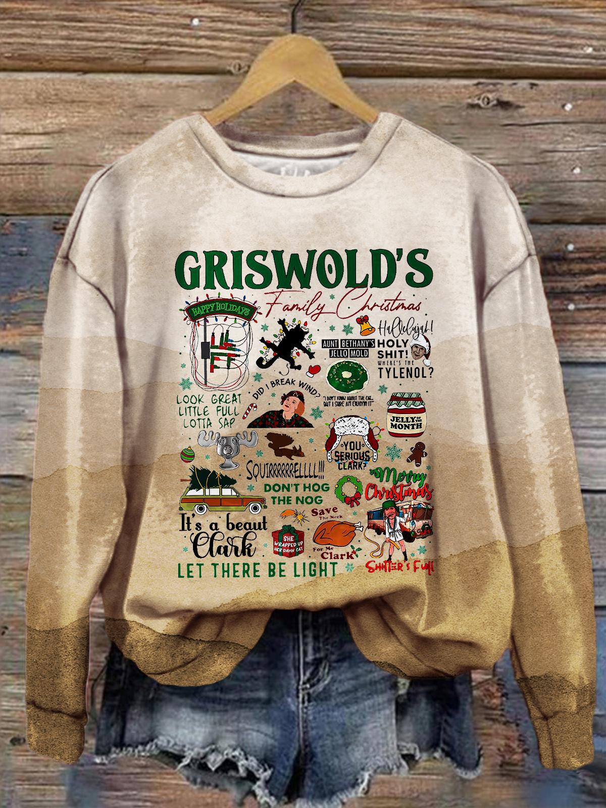 Women's Christmas Griswold's Gradient Print Long Sleeve Top