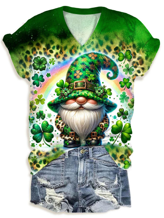 St Patrick's Day Gnome V-neck T-Shirt