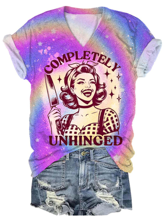 Completely Unhinge Crazy Girl Tie Dye Print T-Shirt