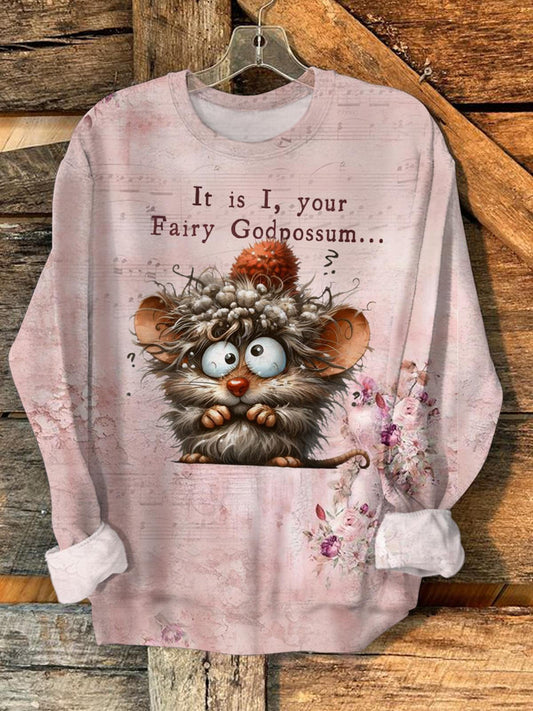 It Is I Your Fairy Godpossum Fun Print Long Sleeve Top