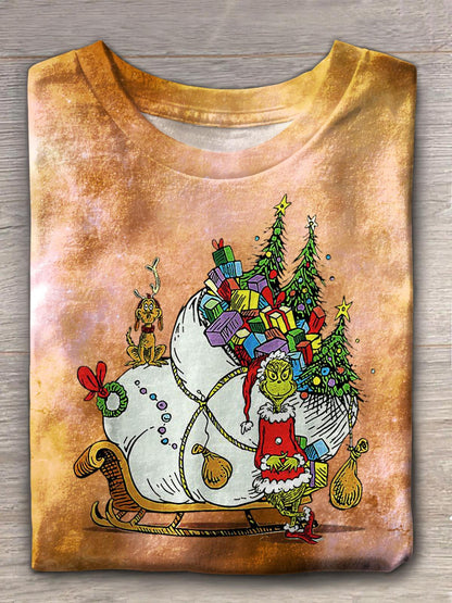 Women's Christmas Retro Gift Crew Neck T-shirt