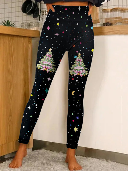 Shining Star Christmas Tree Print Leggings