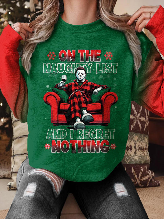 Women's Horror Christmas Print Crew Neck Casual Sweatshirt