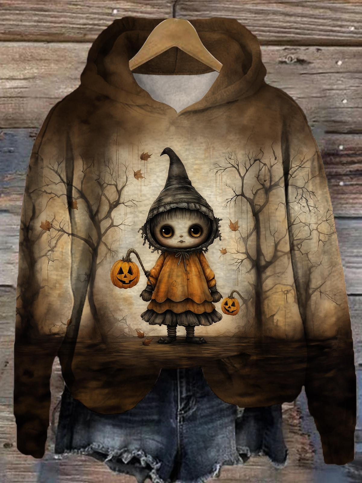 Halloween Cute Girls Forest Hooded Casual Long Sleeve Top