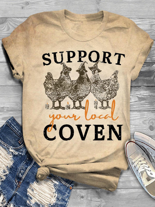 Support Your Local Coven Crew Neck T-shirt