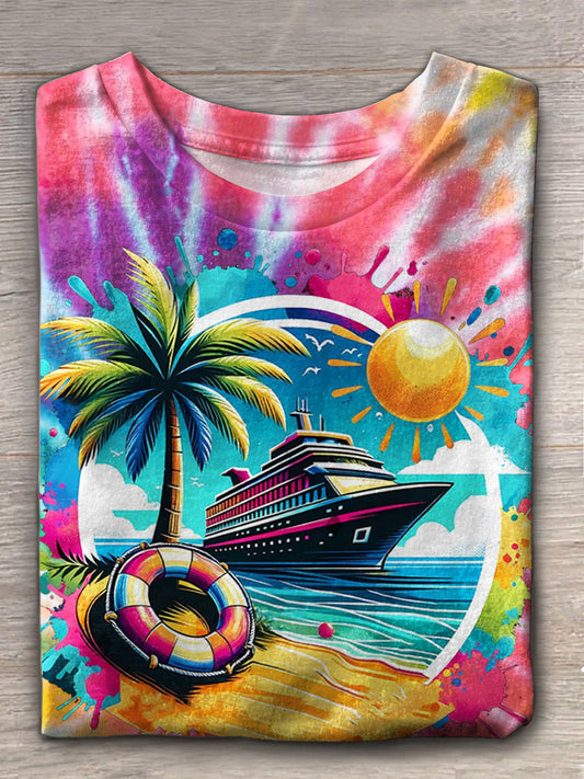 Family Trip Cruise Watercolor Crew Neck T-shirt