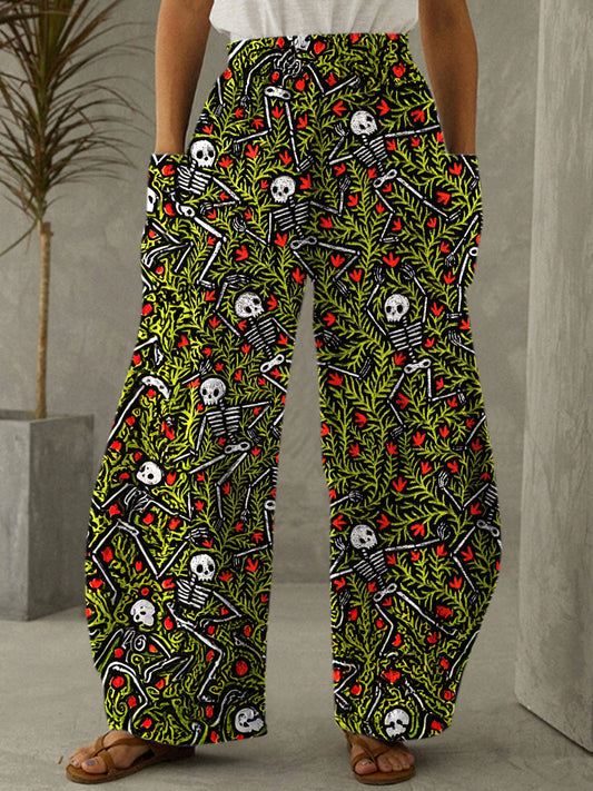 Skull Print Casual Pants