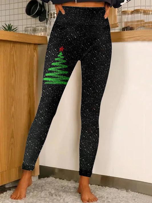 Star Christmas Tree Print Leggings