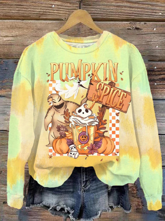 Pumpkin Halloween Elf Print Long Sleeve Top