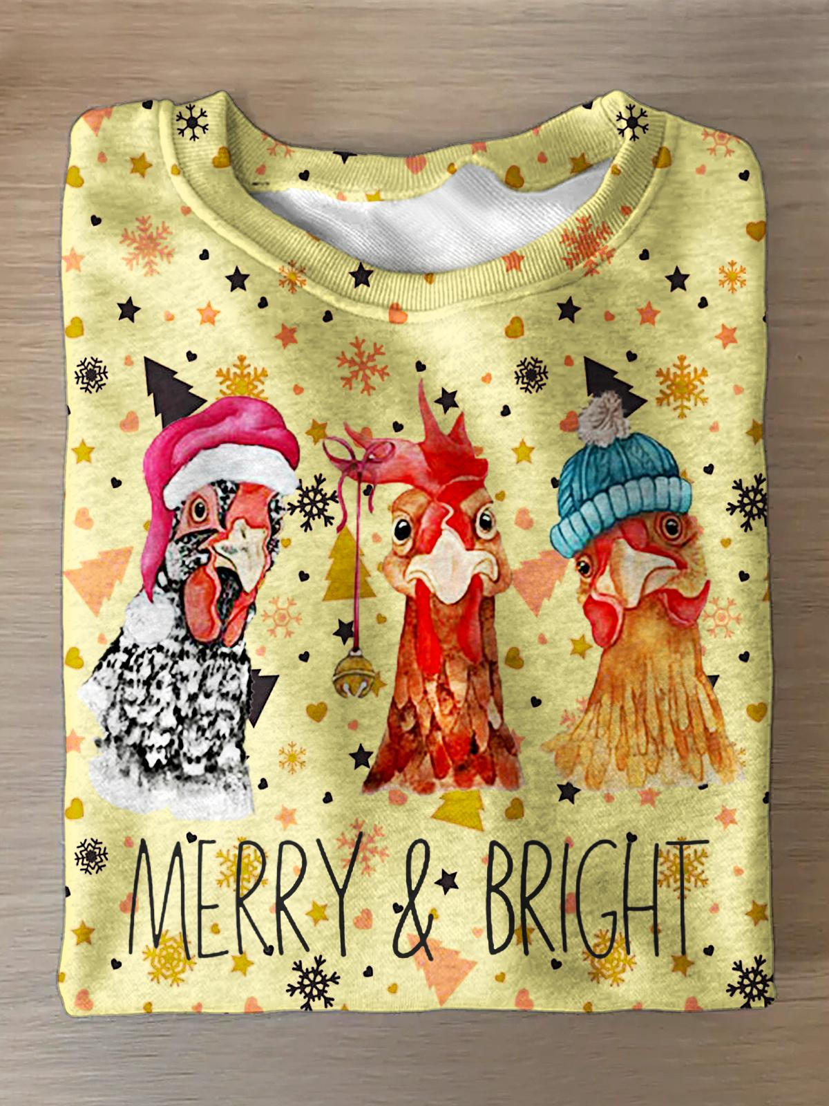 Women's Christmas Chick Printed Long Sleeve Casual Top