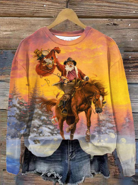 Santa Cowboy Long Sleeve Top