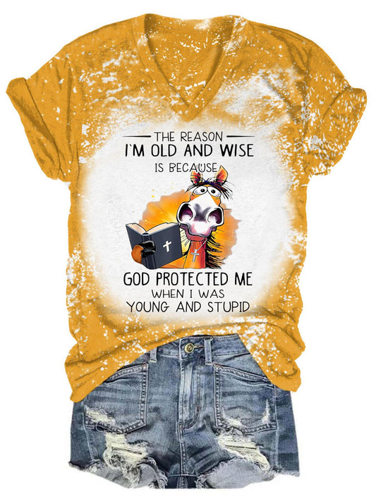 Religious Interesting Texts V-Neck Short Sleeve T-Shirt