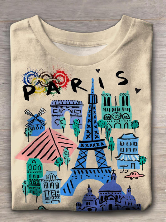 Paris Olympics Print Short Sleeve T-Shirt