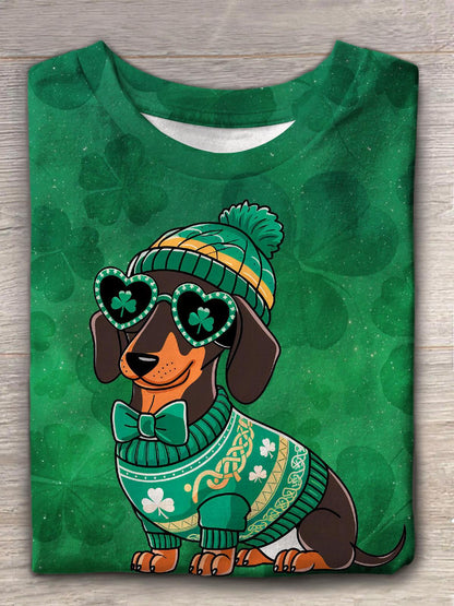 St. Patrick’s Day Dachshund Dog Crew Neck T-shirt