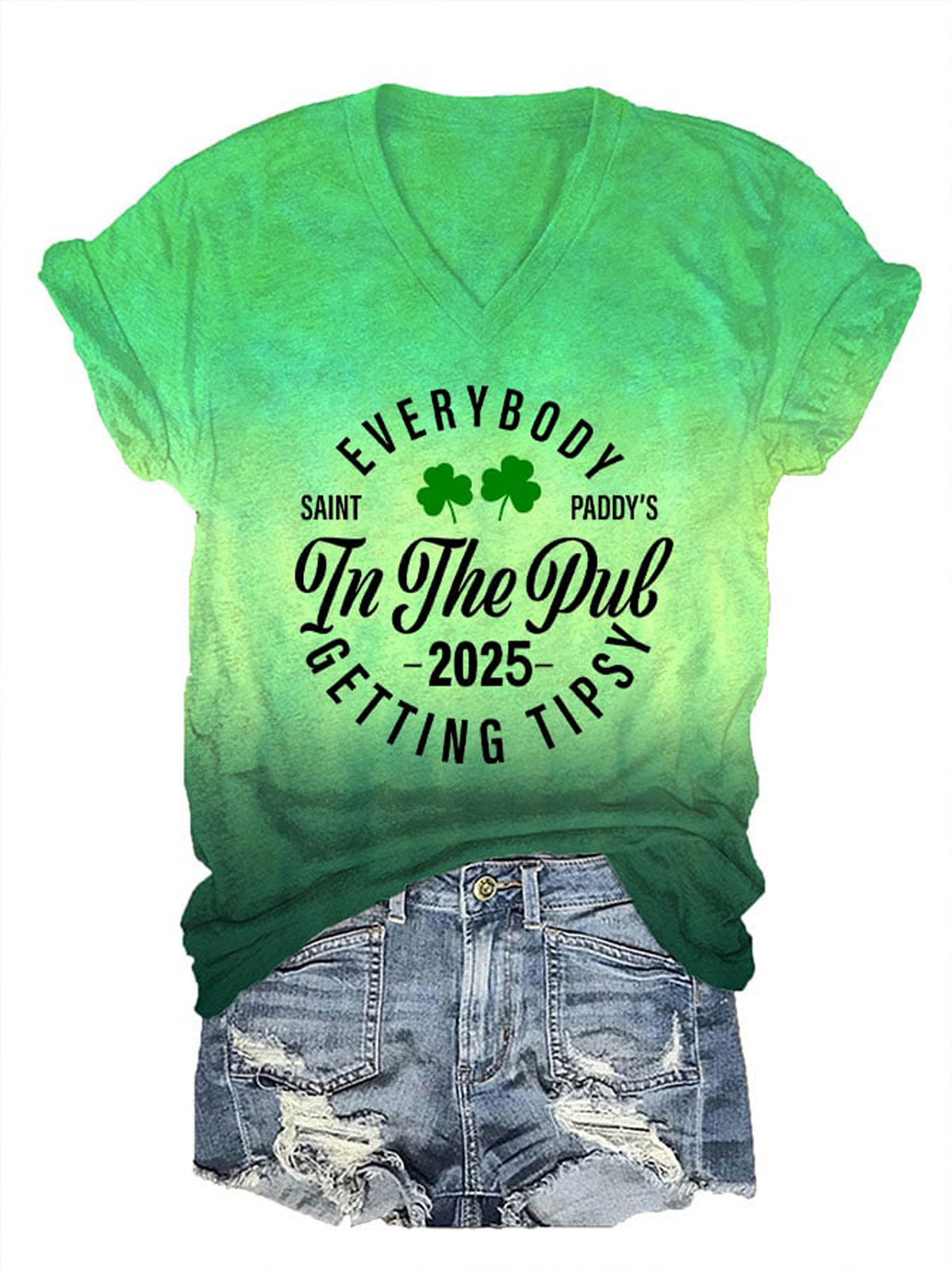 St. Patrick's Day Everybody In The Pub Getting Tipsy V neck T-Shirt