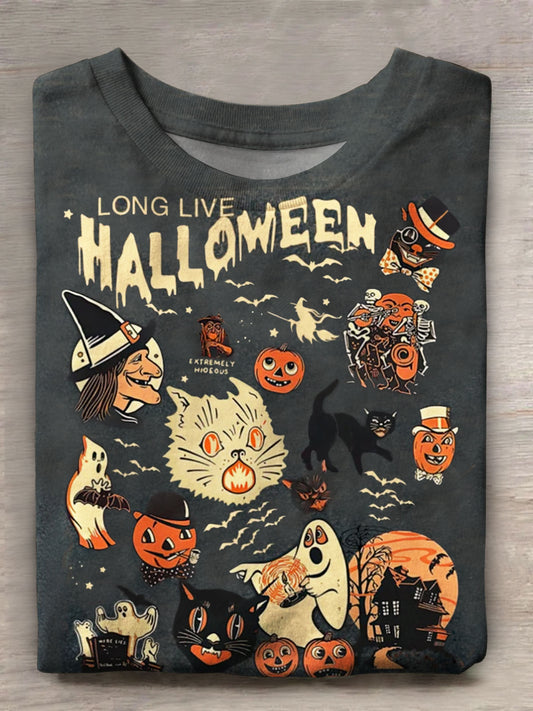 Vintage Halloween Print Short Sleeve Top