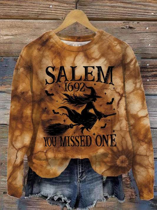 1692 Salem Witch Printed Long Sleeve Casual Top