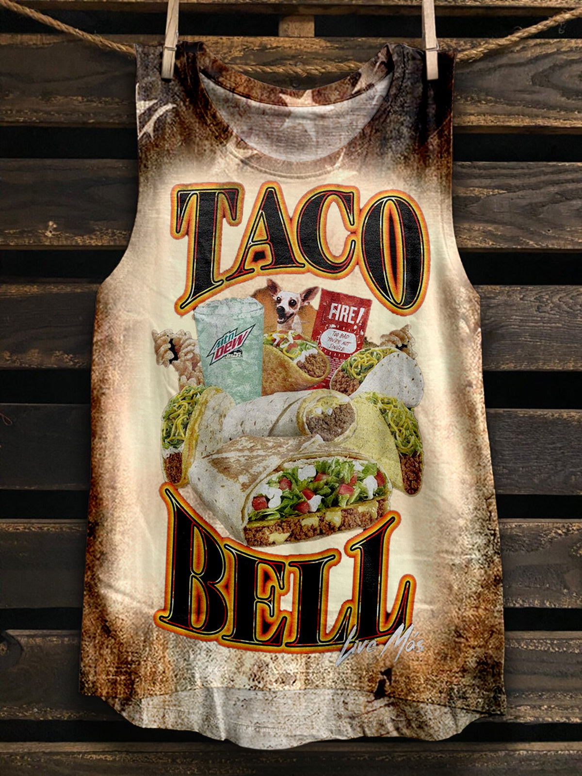 Taco Bell Text Element Printed Sleeveless Tank Top