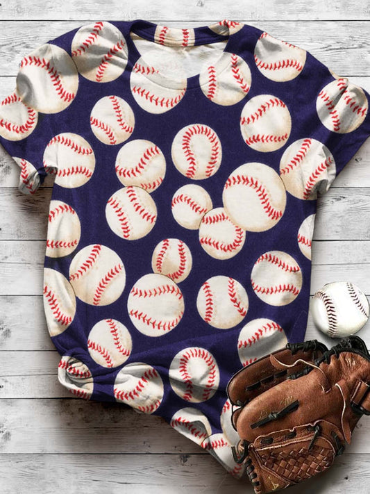 Team Game Fans Baseball Fun Print Casual T-shirt