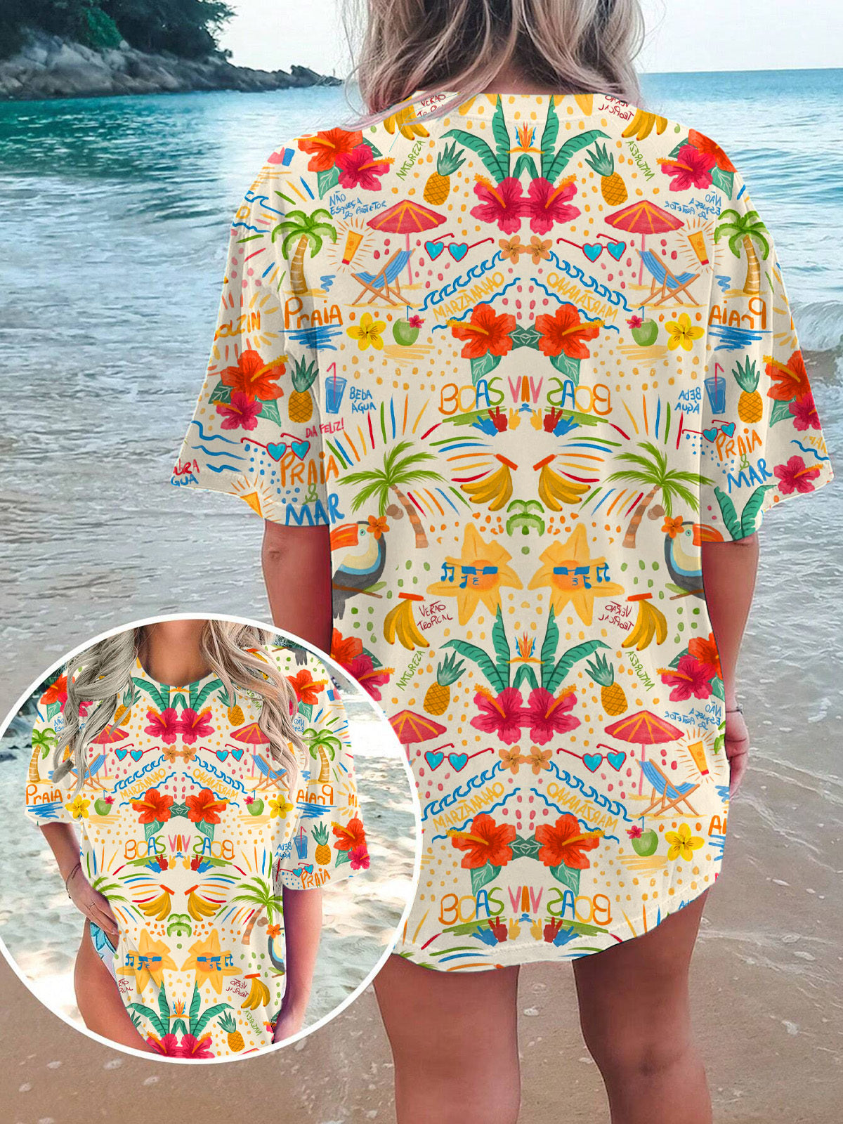 Hawaiian Vacation Parrot Crew Neck T-shirt