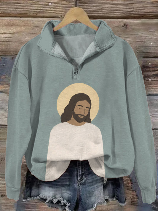 Light of the World Jesus Lapel Long Sleeve Top