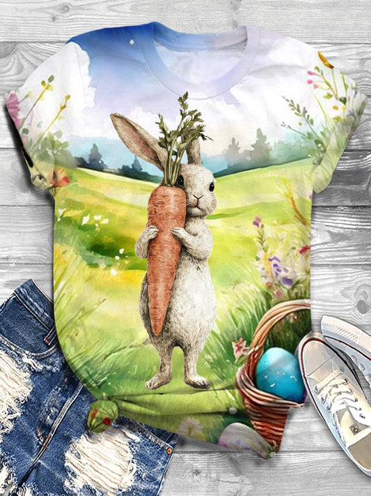 Easter Carrot Bunny Crew Neck T-shirt