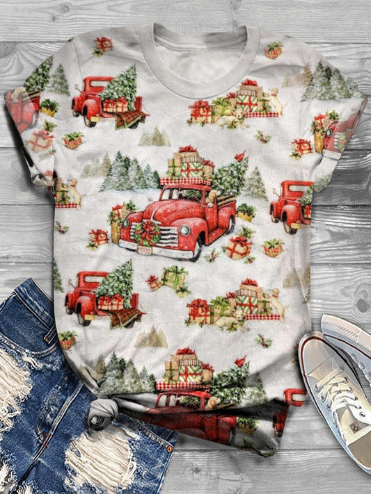 Red Truck Christmas Crew Neck T-shirt