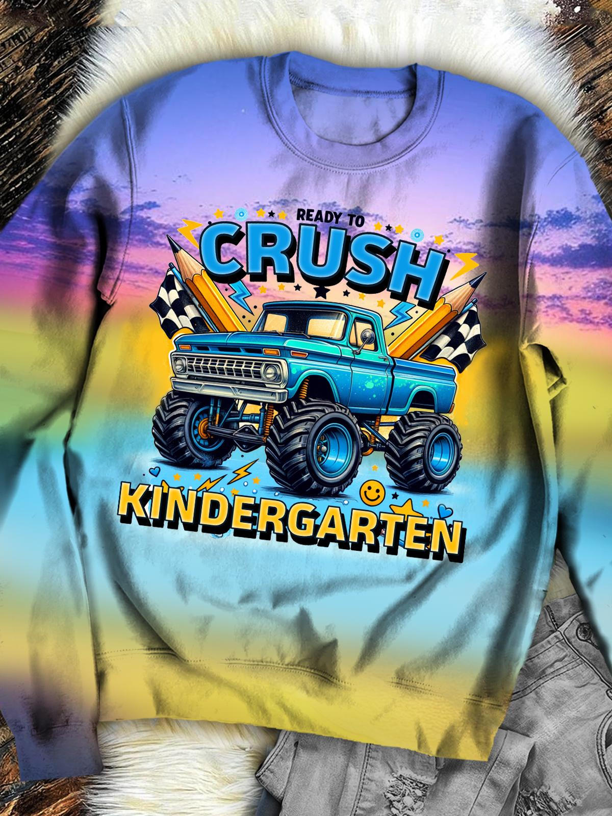 Women's Ready To Crush Car Print Long Sleeve Top