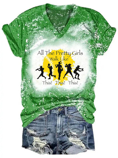 Women's Softball Print Tie Dye T-Shirt