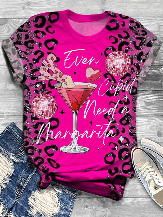 Even Cupid Need A Margarita Crew Neck T-shirt