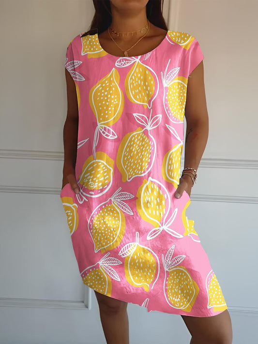 Summer Lemon Print Vest Skirt