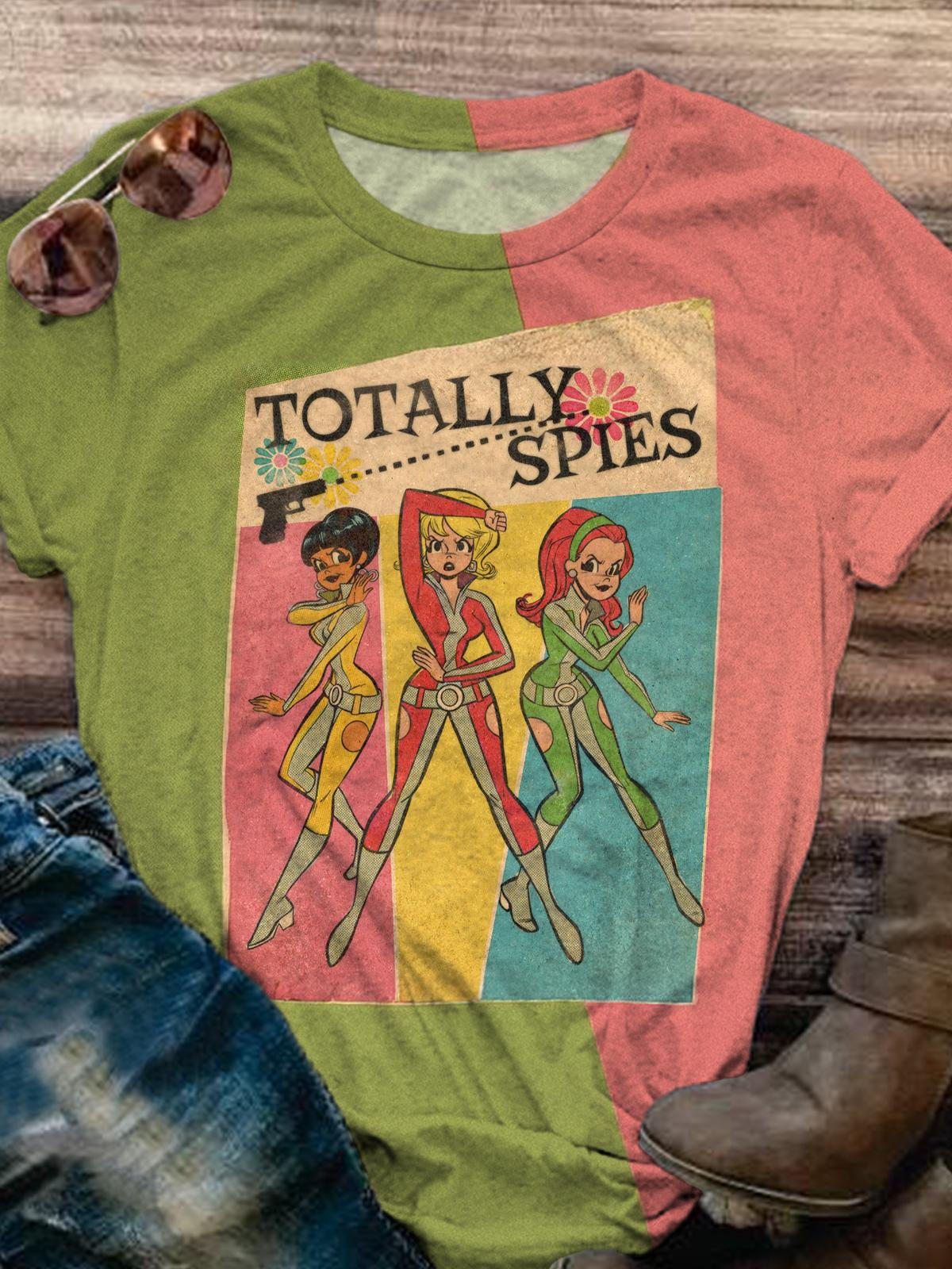 Women's Totally Spies Movie Art Retro Cartoon Print Casual T-Shirt