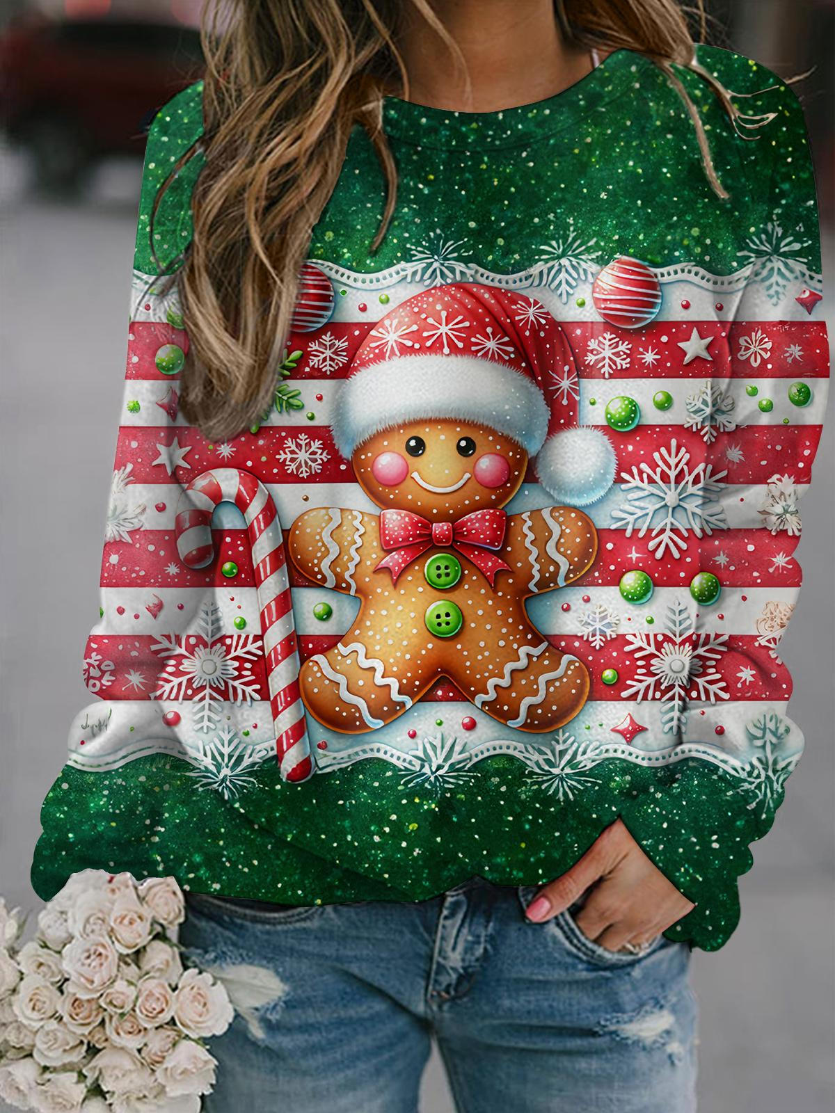 Women's Christmas Gingerbread Long Sleeve Sweatshirt