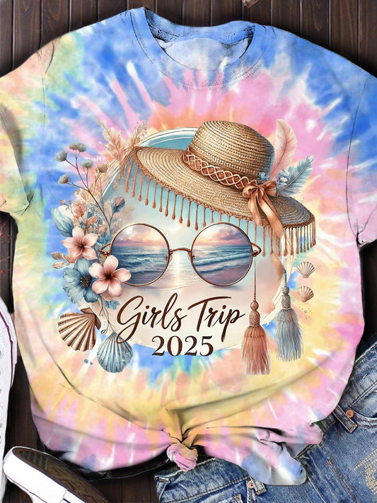 Girls Trip 2025 Colorful Summer Vacation T-shirt