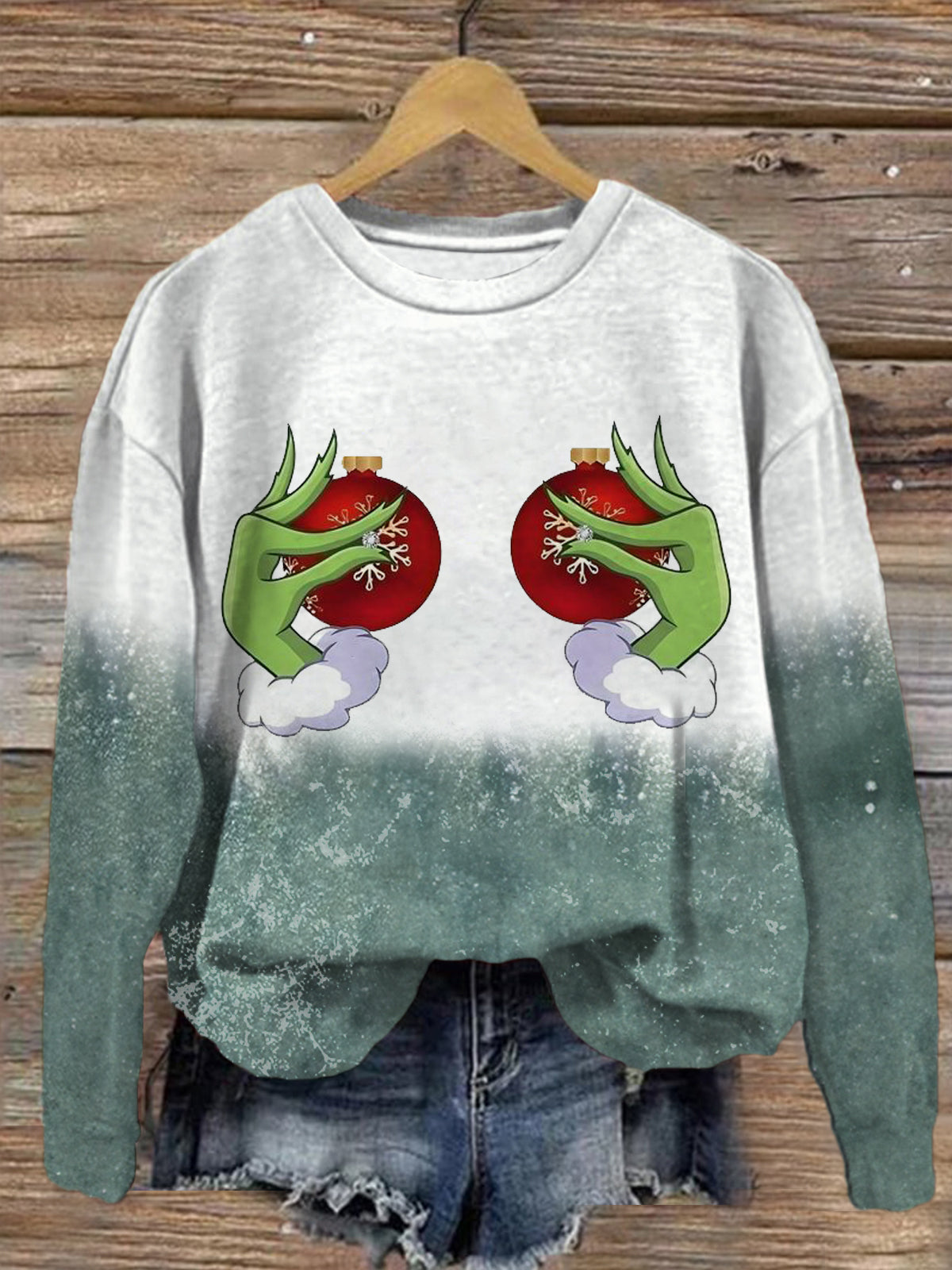 Women's Funny Christmas Boobies Long Sleeve Top