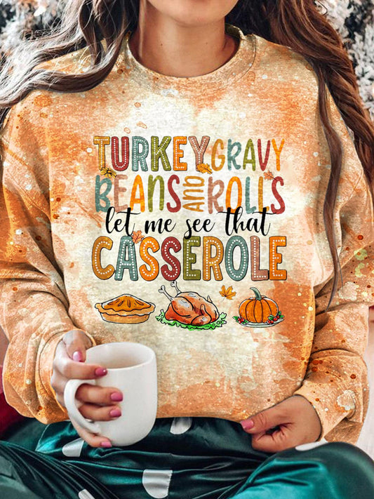 Women's Vintage Thanksgiving Turkey Crew Neck Casual Sweatshirt