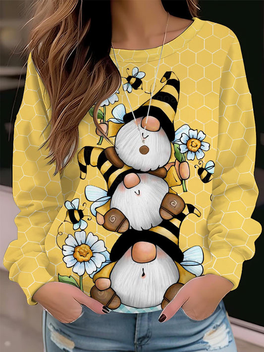 Women's Bee Gnome Print Long Sleeve Top