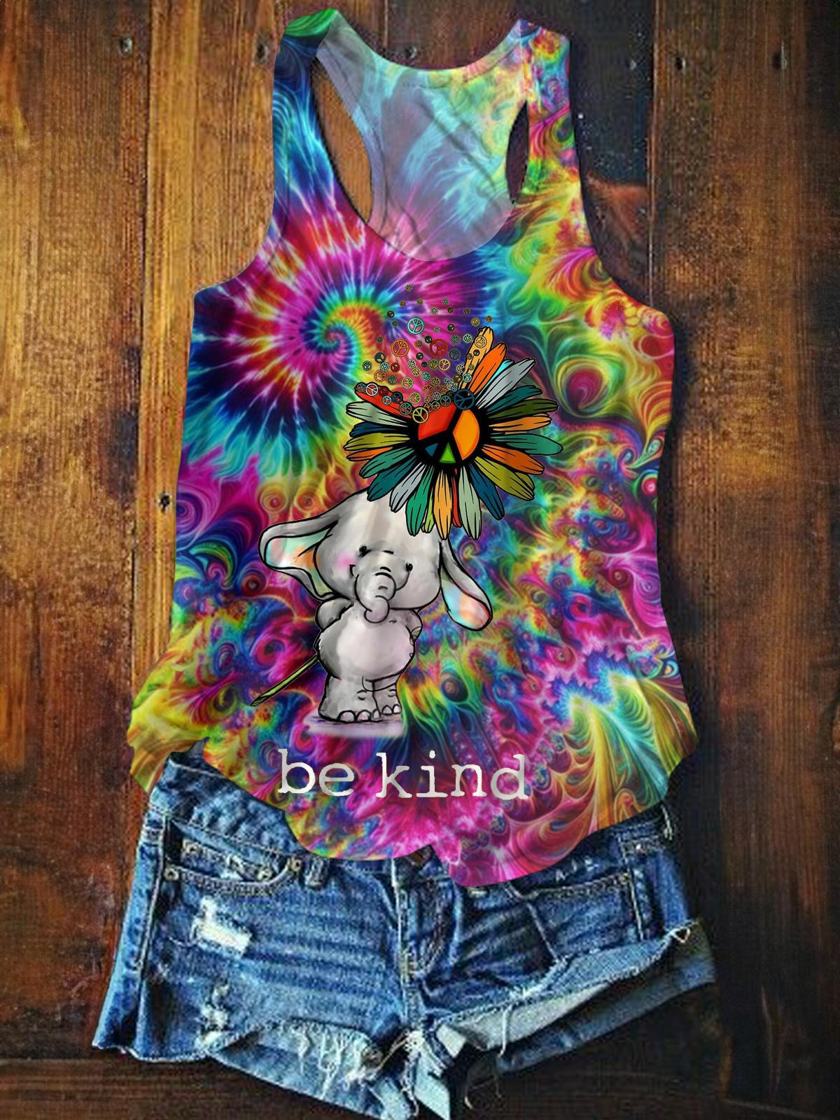 Be Kind Hippie Printed Casual Tank Top