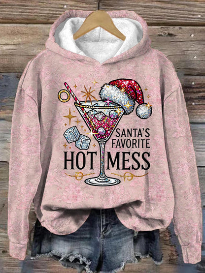 Women's Santa's Favorite Hot Mess Printed Casual Crew Neck T-Shirt